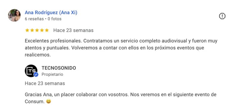 reseña de google de la responsable de la cooperativa consum